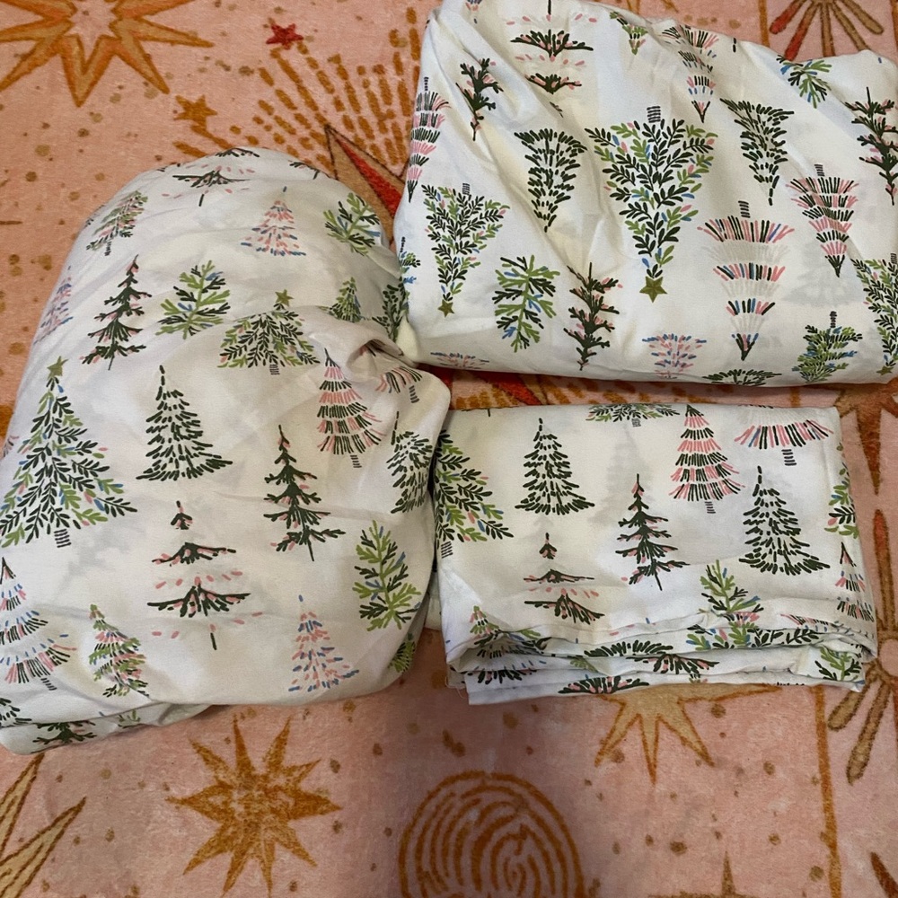 Holiday Tree Print Bed Sheet Set Twin